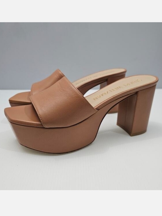 Stuart Weitzman Shoes - Stuart Weitzman Tan Platform Slide Sandals
